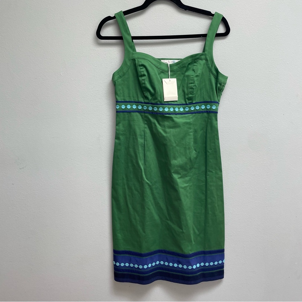 Boden Green Mini Dress with Blue Accents